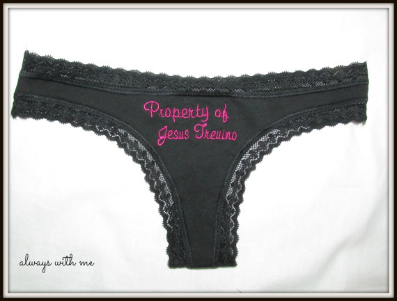Hochzeit - Embroidered Thong - Perfect for your special someone, Wedding or Homecoming