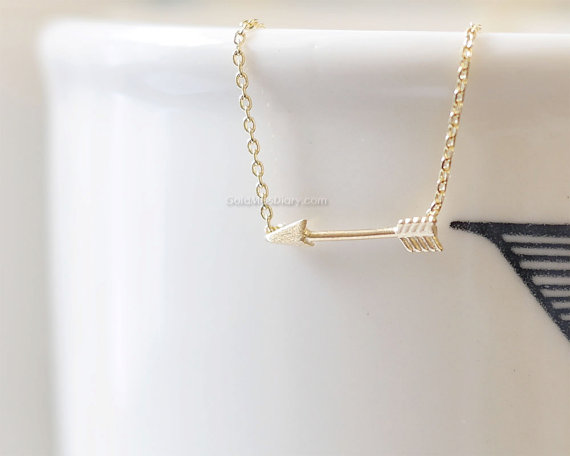 Свадьба - Tiny Arrow Necklace in Gold ,Affordable Charm Necklace, wedding gifts, bridesmaid gifts, Gold Tiny arrow Charm, Necklaces for Women