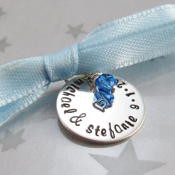 Свадьба - Handstamped Bouquet Charm Personalized Sterling Silver