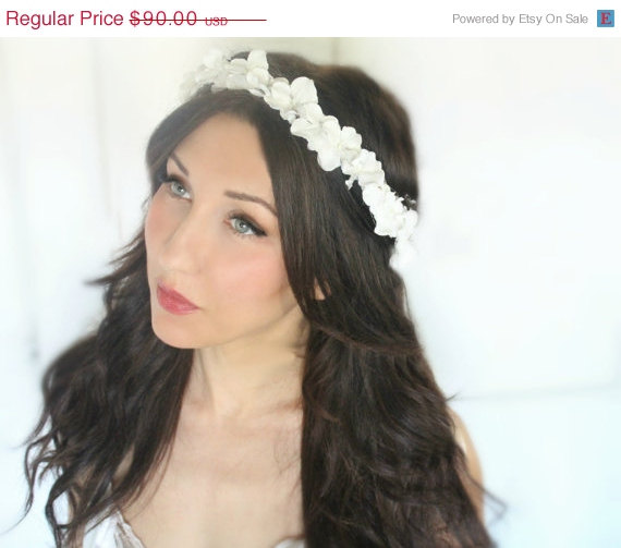 Hochzeit - STORE-WIDE SALE Hydrangea Flower Crown, White or Ivory, wedding headpiece, head wreath in white, hair accessories, bridal, flower girl -Dove