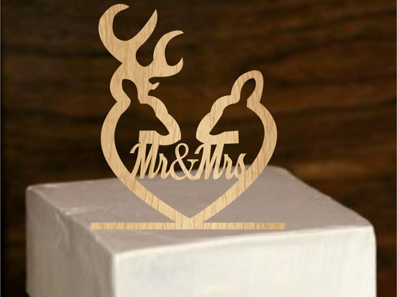 Свадьба - Deer cake topper - Rustic Wedding Cake Topper - Personalized Monogram Cake Topper - Mr and Mrs - Cake Decor - Bride and Groom