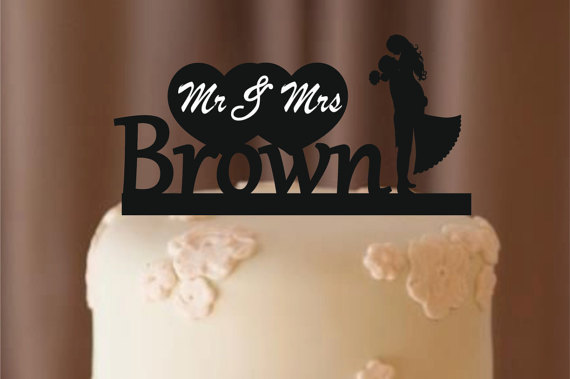 Mariage - personalize wedding cake topper Silhouette, bride and groom silhouette wedding cake topper, Mr and Mrs cake topper