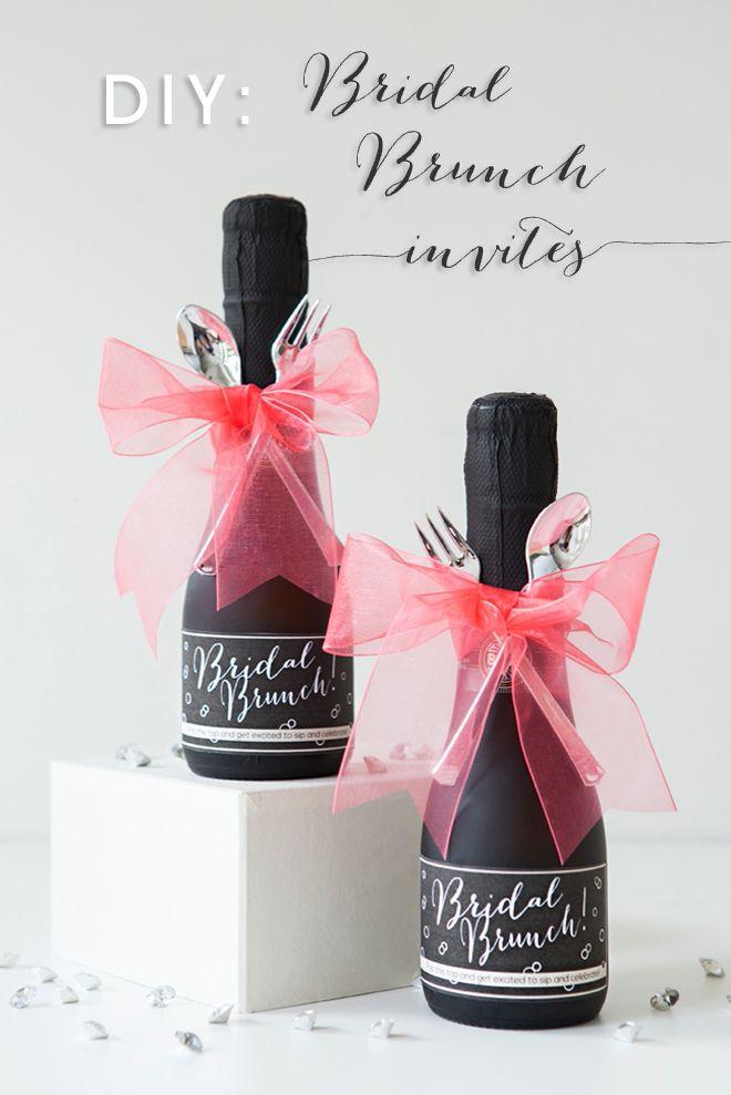 Hochzeit - Make These Darling Mini-champagne Brunch Invitations!