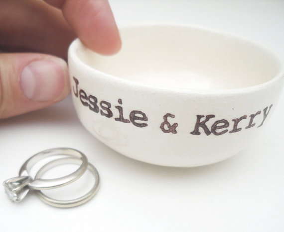 Wedding - CUSTOM RING DISH personalized date names initials wedding ring pillow ring holder candle holder wedding gift idea engagement gift idea