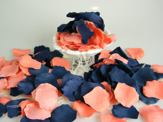 Mariage - Coral and Blue Rose Petals 