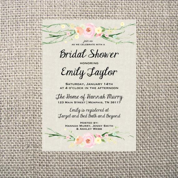 Mariage - PRINTED or DIGITAL Flower Floral Watercolor Antique Vintage Bridal/Wedding Shower Invitations 5x7 Customized Floral Design 0.82 each