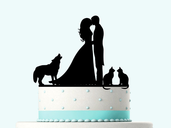 Mariage - Wedding Cake Topper Silhouette Groom and Bride, Acrylic Cake Topper