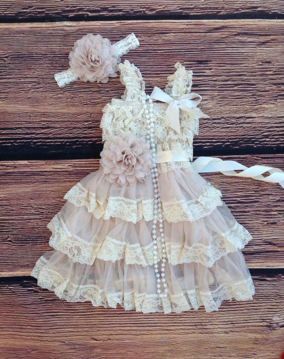 beige baby girl dress