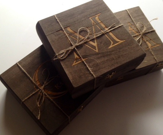زفاف - Groomsmen Gift Keepsake Box Set of 4 - Groomsman Gifts - Personalized & Engraved - Free Engraving - FREE SHIPPING - Rustic Gift Box