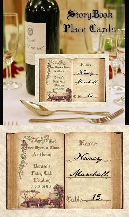 Mariage - Qty 75 Storybook Fairy Tale butterfly cinderella Wedding favors sweet 16 quinceanera PLACE CARDS placecards table seating PERSONALIZED
