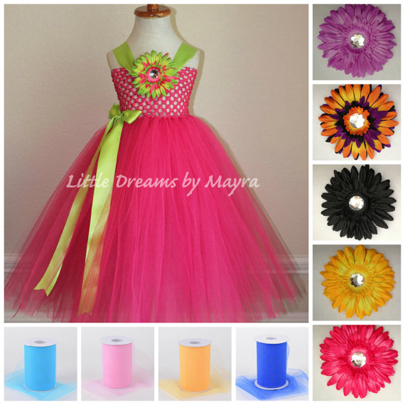 Свадьба - Mix and match Flower girl dress 30 different colors, birthday tutu dress - daisy flower girl tutu dress size nb to 9years