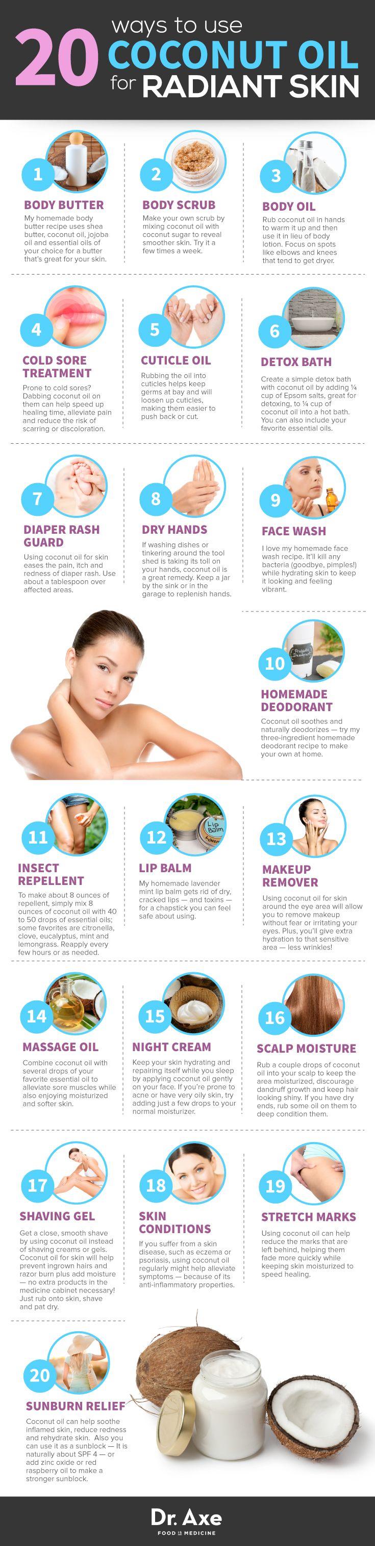Hochzeit - 20 Secret Ways To Use Coconut Oil For Skin - Dr. Axe