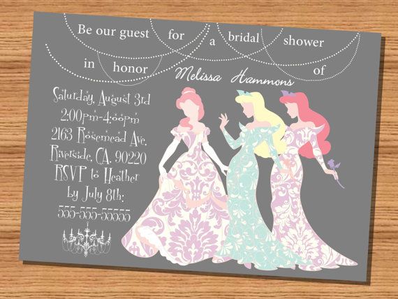 Mariage - Disney Princesses Silhouette Bridal Shower Invitation (5x7)