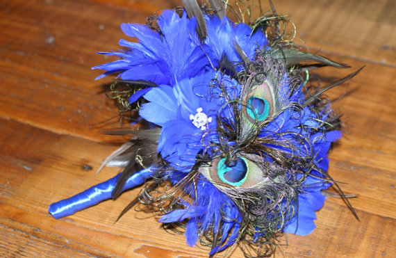 زفاف - Peacock Feather Bouquet Custom