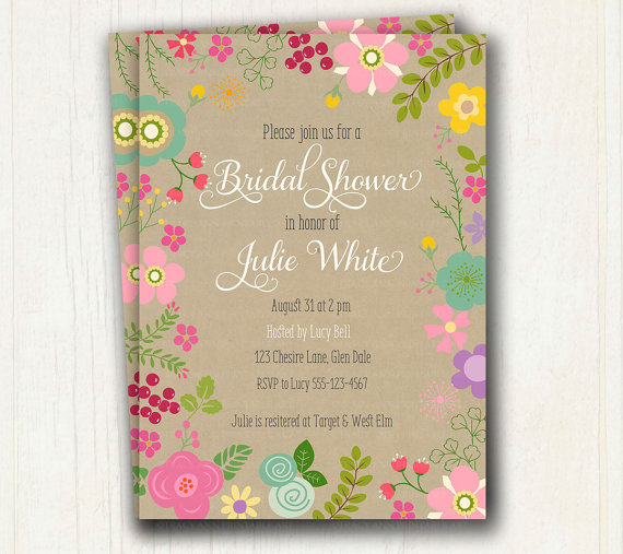 Свадьба - Floral Wedding Shower Invitation 