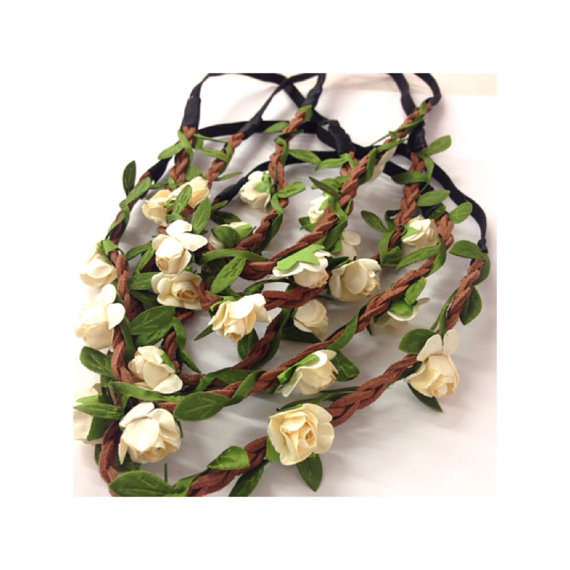 Hochzeit - Wholesale / best sell set of 5/12 pc mini ivory crown headband / halo/ hippie flower headband/ garden party/ party favor / wedding headband