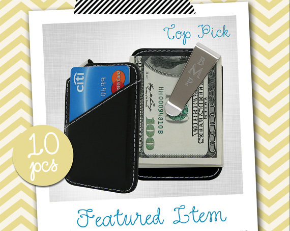زفاف - 10 Mens Leather Wallet Personalized Wallet Groomsmen Gift Engraved Wallet Engraved Card Holder Wallet Engraved Money Clip Groomsman Gifts
