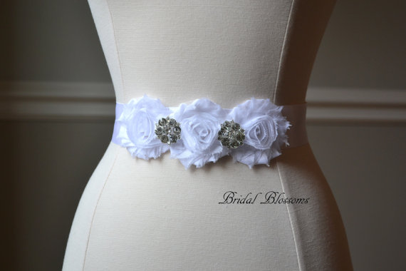 Hochzeit - ISLA White Vintage Inspired Bridal Sash 