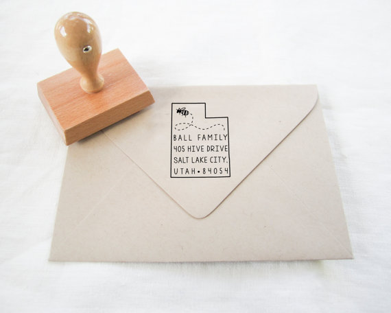 Wedding - Custom Address Stamp - return address stamp - state address stamp - address stamp - personalized - typeset address stamp - Utah - A0303