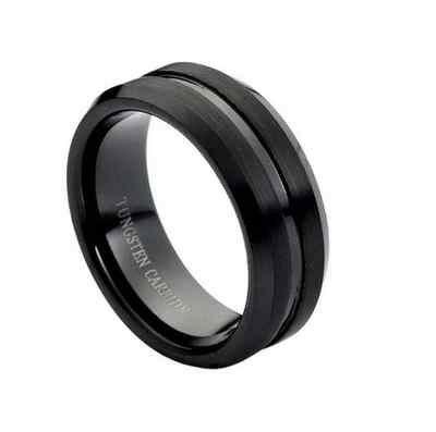 زفاف - Tungsten wedding band  " FREE ENGRAVING ", MMDTR211 8mm,Black tungsten ring, Tungsten Carbide engagement ring