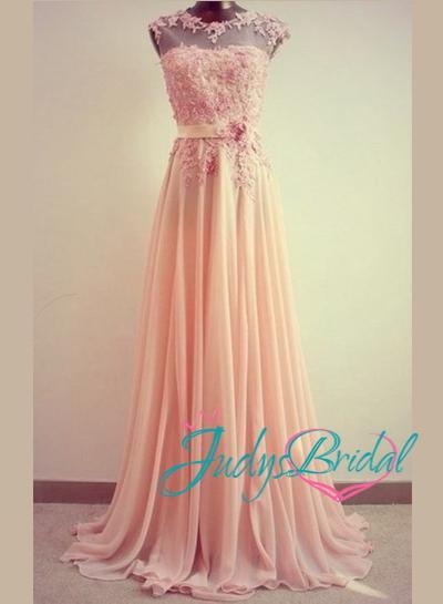 Wedding - JP11061 gracefull flowers pink full length prom dress celebrity dresses
