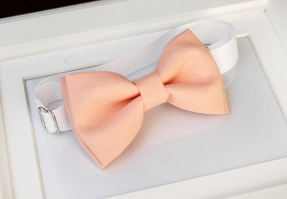 زفاف - Peach bow-tie for baby toddler teens adult - Adjustable neck-strap - Ring bearer bow tie - Wedding bow tie