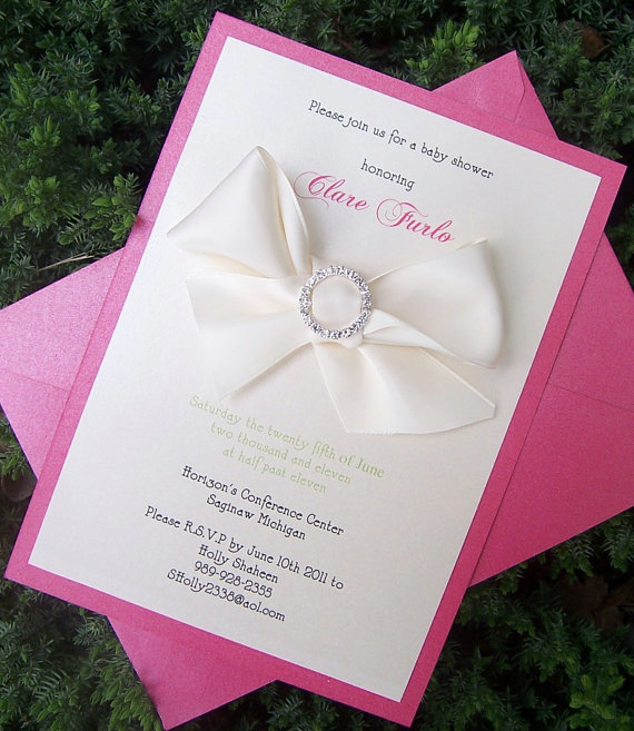 Wedding - Baby shower invitation, pink shower invitation, rhinestone invitation, elegant shower invitation