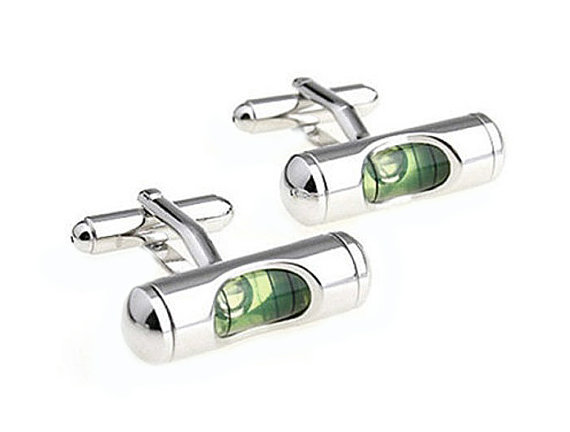 Mariage - Green Bubble Level Cufflinks - Groomsmen Gift - Men's Jewelry - Gift Box Included