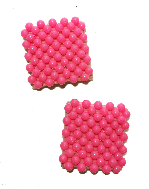 زفاف - Vintage Shoe Clips - Pink Beads