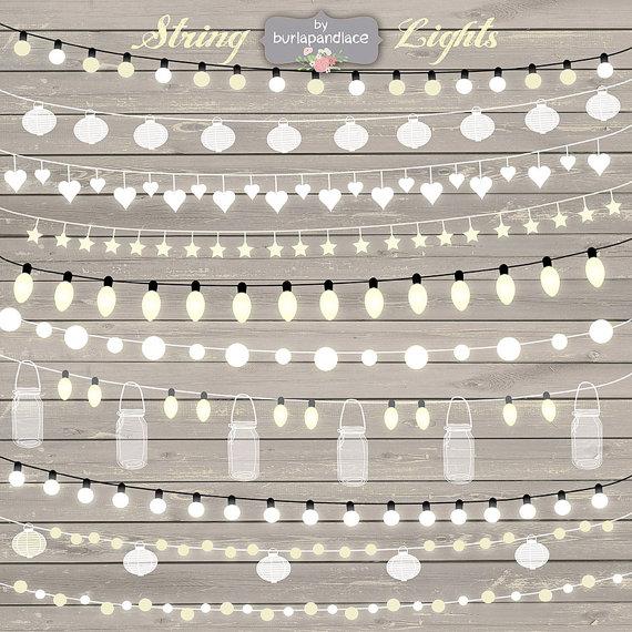 Mariage - String Lights Clipart, wedding invitation, Clipart lights, Party Lights, Wedding, Fairy Lights Clipart, Lampion , String Lights Clipart,