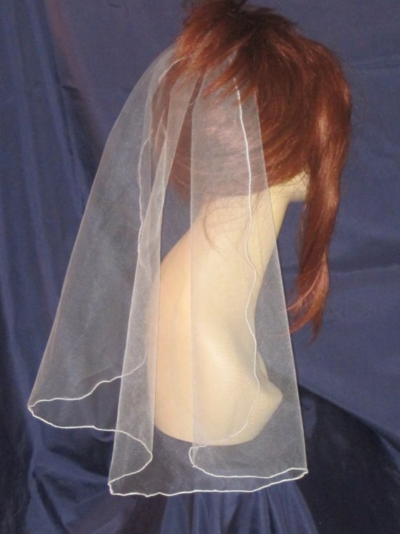 Mariage - Bridal Tulle Veil 21"'Traditional Veil, Illusion veil bridal Hair accessories, bridal hair piece
