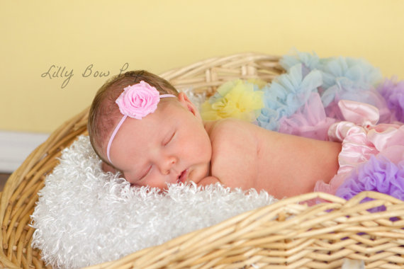 زفاف - Baby Headband-Pink Flower Headband-Preemie Headband-Newborn Headband-Infant-Toddler-Birthday-Wedding-Baptism Headband-Pretty-Flower Girl