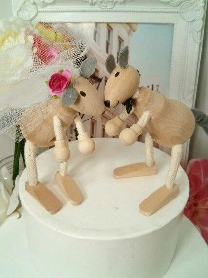 Wedding - SPRING SALE ! wooden kangaroo wedding cake topper or wedding anniversary