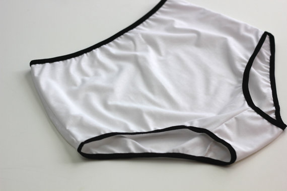 Свадьба - White cotton jersey High waist underwear set  - MADE TO ORDER
