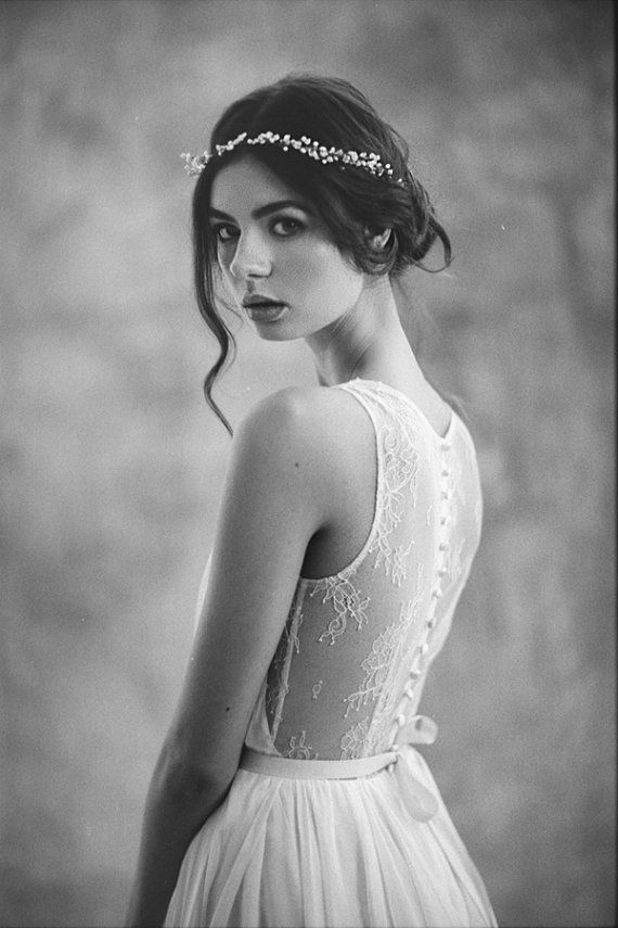 Hochzeit - Lace Illusion And Silk Chiffon Gown - Colette
