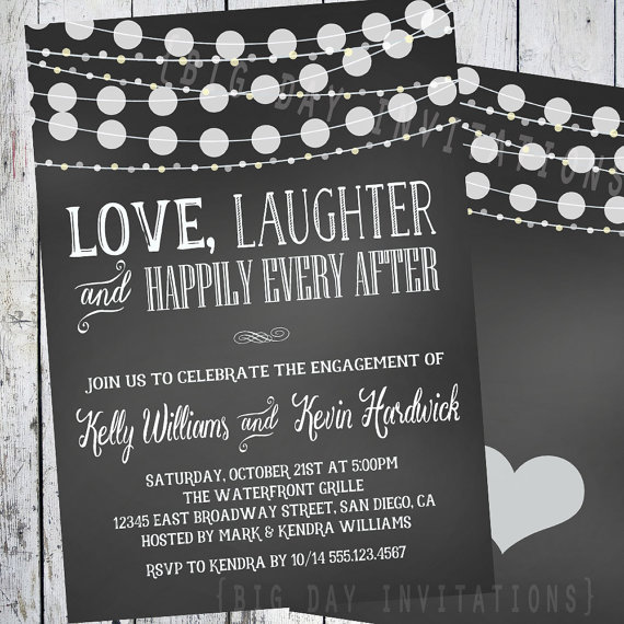 زفاف - Chalkboard Engagement invitation, Engagement Party invitation, Love Laughter Happily Every after