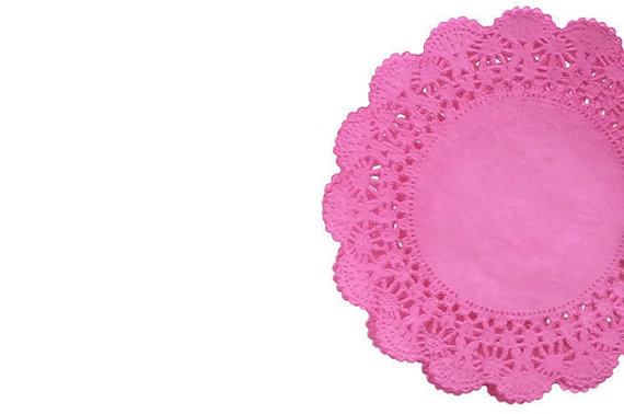 زفاف - Raspberry Pink Lace Paper Doilies 