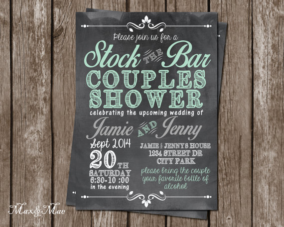 Wedding - Stock the Bar Invitation, Wedding Shower Invitation, Couples Shower Invitation, Digital file, Printable