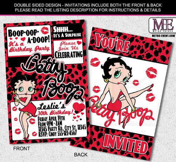 Mariage - Betty Boop Birthday Invitations, Adult Birthday Invitations, Pin-up Invitations, Betty Boop Invitations, Invitations, Invitation
