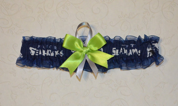 زفاف - Wedding Toss Garter Handmade with Seattle Seahawks fabric FFCM