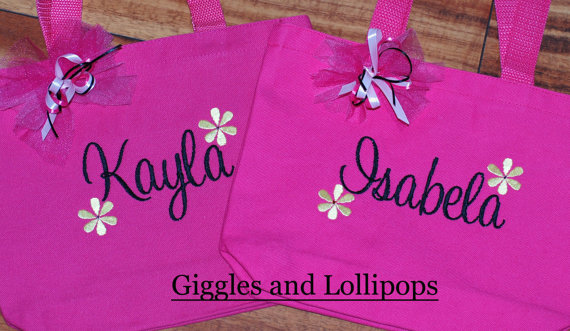 Mariage - Personalized small  flower girl tote or ring bearer gift wedding craft travel tote