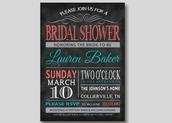 زفاف - Chalkboard Typography Bridal Shower Invitation - Printable