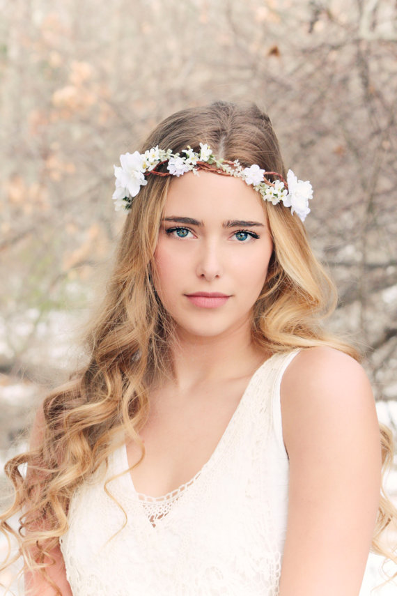 Hochzeit - bridal hair acessories, cherry blossom flower crown, wedding headpiece, woodland flower, bridal hair flower, rustic wedding, bridal headband