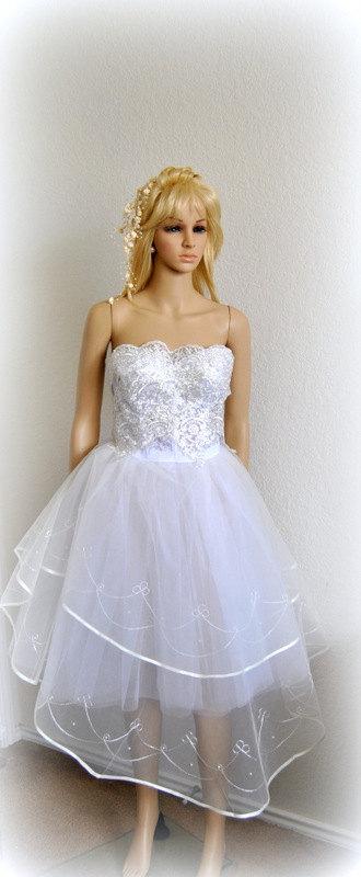 زفاف - You Rock! Wedding Dress Tea-length Bustier Gown Bridal Lace 50s Inspired Retro Asymmetric Low back Knee long Ballgown Romantic MADE TO ORDER