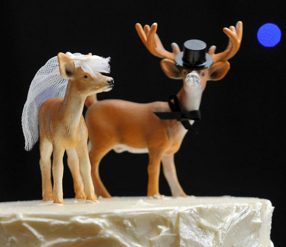 Mariage - Deer Wedding Cake Topper, Woodland Bride & Groom, Mr and Mrs, Country Animal, Unique