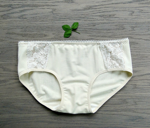 Mariage - Organic cotton panties, white cotton lace underwear, custom bridal lingerie, organic lingerie