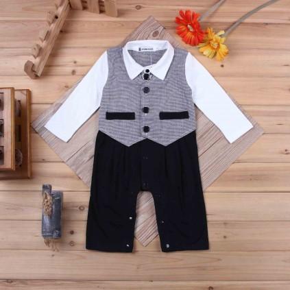 زفاف - Fashionable Black and White Baby Boy Formal Wear for Indian Toddlers