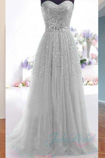 Hochzeit - LJ15020 sparkles sequins long tulle prom dress evening gown