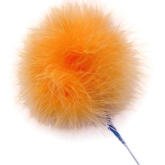 زفاف - SALE - 1 - Light Orange - Marabou - Ostrich Feather - Pom Pom - Poof - Millinery Feather - Bouquet Pick