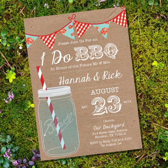 Свадьба - Shabby Chic I Do BBQ lnvitation Invitation - Engagement Party Invitation - Instantly Downloadable and Editable File - Print at Home!
